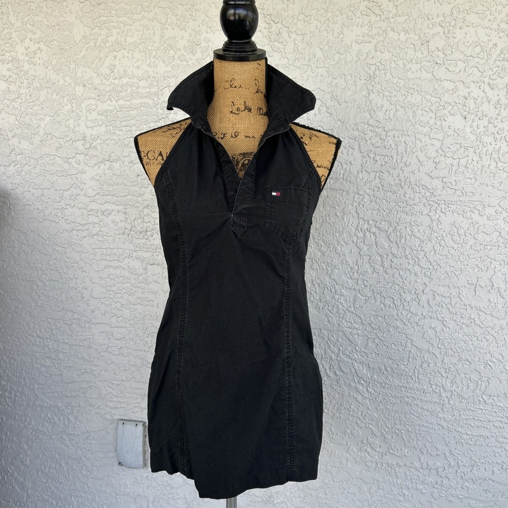 Vintage Tommy Hilfiger Women's Halter Top Size 8 Black Preppy Grunge Retro